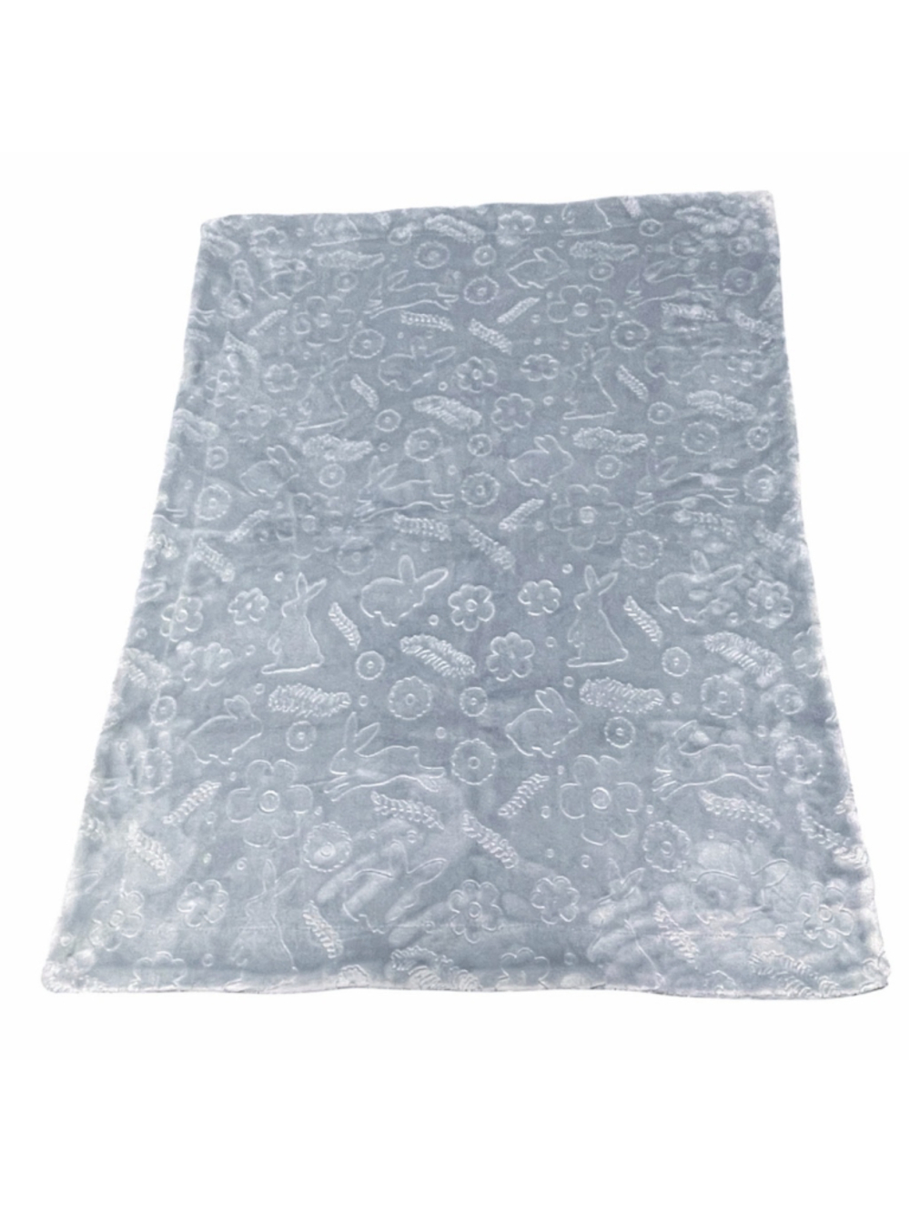 Jimco Lamp Thro Hopping Bunny Rabbit Embossed Fleece Baby Blanket Grey Silver